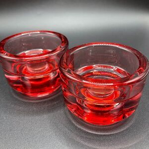 beautiful vintage glass red candle holders(set of 2)